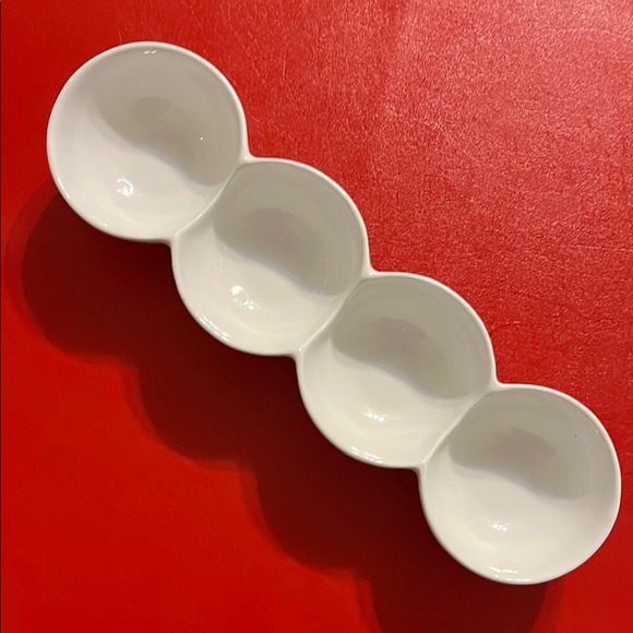 White Quadruple Dish Serving Tray